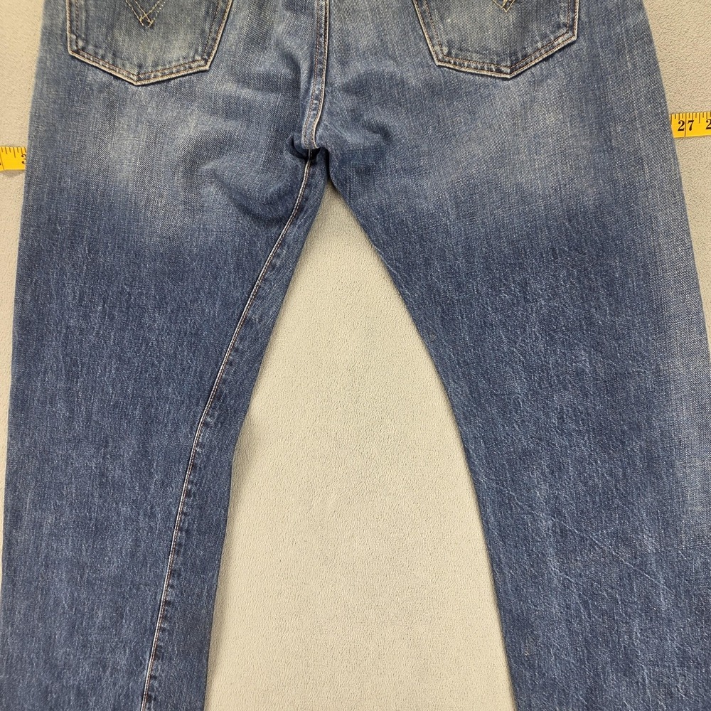 Levis 501 Jeans Mens 33x34 Blue Selvedge LVC Whiskers Button Fly - Picture 14 of 16